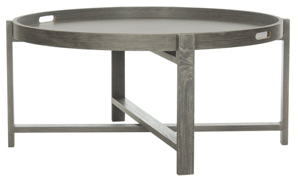Safavieh Cursten Elegant Mid-Century Round Coffee Table With X-Style Base - Dark Grey Finish For Modern Spaces FOX4231A