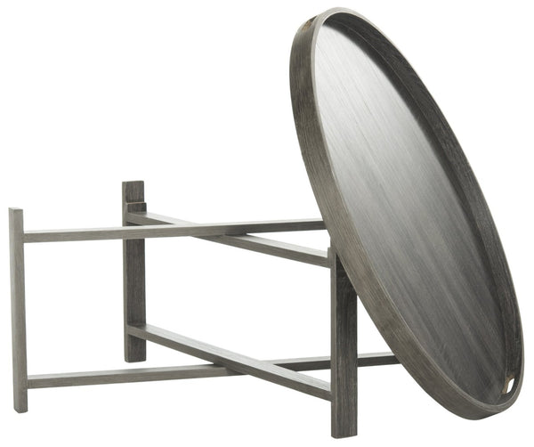 Safavieh Cursten Elegant Mid-Century Round Coffee Table With X-Style Base - Dark Grey Finish For Modern Spaces FOX4231A