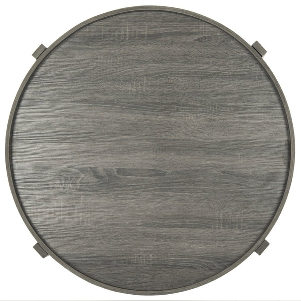 Safavieh Cursten Elegant Mid-Century Round Coffee Table With X-Style Base - Dark Grey Finish For Modern Spaces FOX4231A