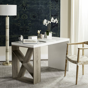 Safavieh Carlene Modern Scandinavian Desk With Lacquer Finish & Integrated Storage - Stylish Workspace Solution FOX4235A