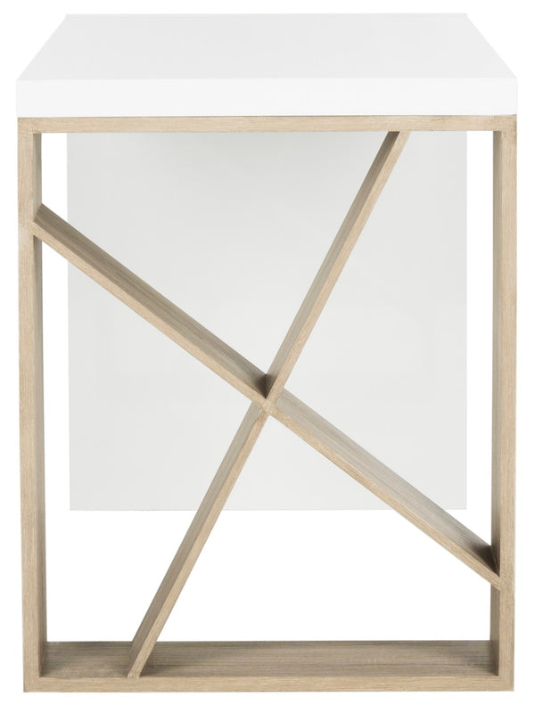 Safavieh Carlene Modern Scandinavian Desk With Lacquer Finish & Integrated Storage - Stylish Workspace Solution FOX4235A