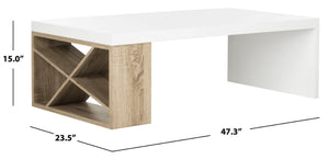 Safavieh Carlton Scandinavian Lacquer Coffee Table - Modern Minimalist Design With Asymmetrical Oak Accents FOX4236A