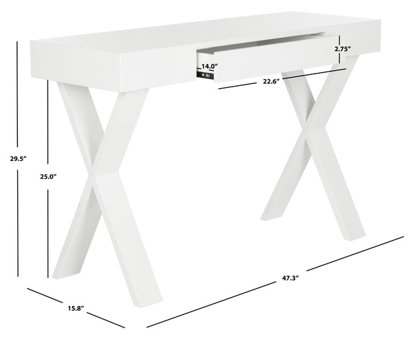 Safavieh Alessia Mid-Century Lacquer Vanity Desk With Drawer - Stylish, Compact Design For Modern Spaces FOX4238A