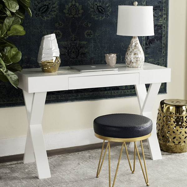 Safavieh Alessia Mid-Century Lacquer Vanity Desk With Drawer - Stylish, Compact Design For Modern Spaces FOX4238A