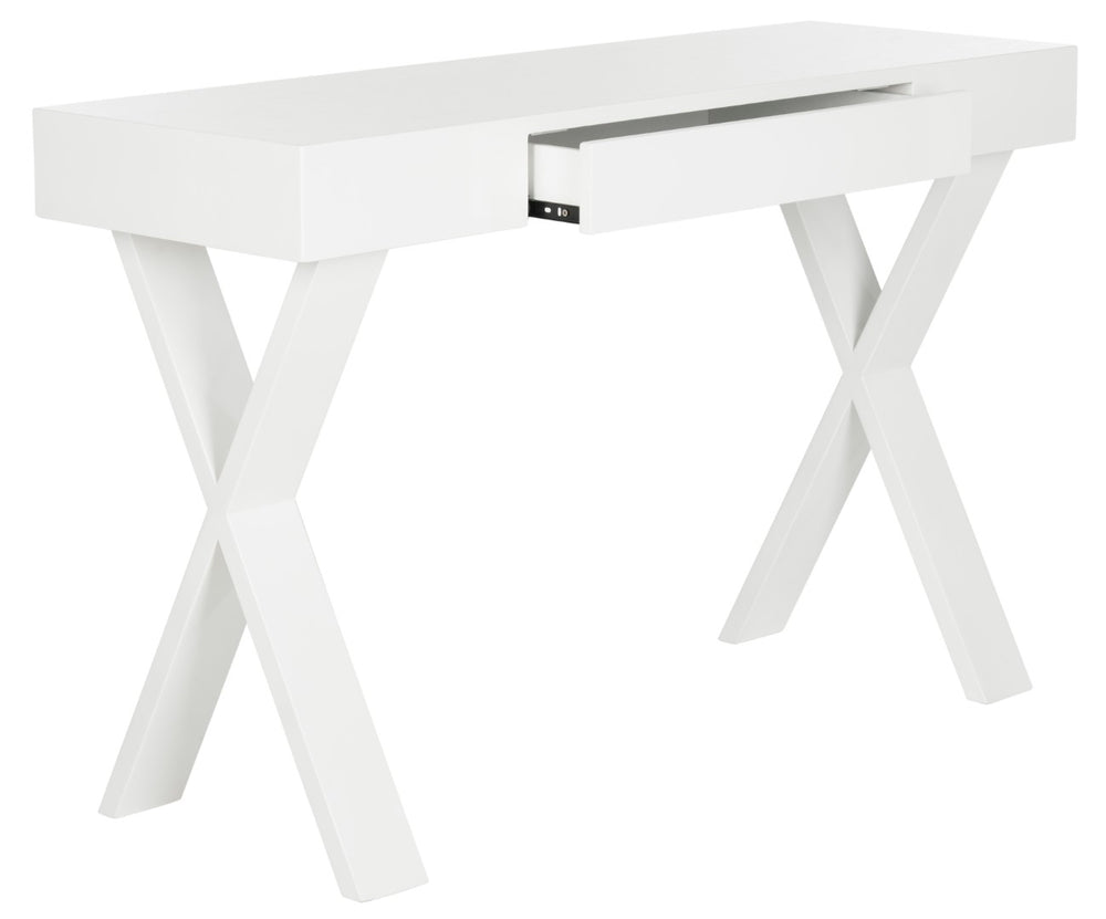 Safavieh Alessia Mid-Century Lacquer Vanity Desk With Drawer - Stylish, Compact Design For Modern Spaces FOX4238A