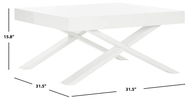 Safavieh Harrison Mid-Century Scandinavian Coffee Table - Chic White Lacquer With X-Style Base For Modern Living FOX4239A