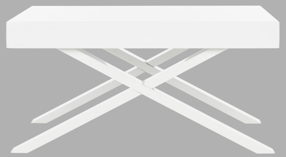 Safavieh Harrison Mid-Century Scandinavian Coffee Table - Chic White Lacquer With X-Style Base For Modern Living FOX4239A