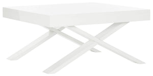 Safavieh Harrison Mid-Century Scandinavian Coffee Table - Chic White Lacquer With X-Style Base For Modern Living FOX4239A
