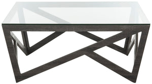Safavieh Ralston Mid-Century Glass Top Coffee Table – Sculptural Design With Warm Grey Finish For Modern Appeal FOX4242A