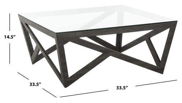 Safavieh Ralston Mid-Century Glass Top Coffee Table – Sculptural Design With Warm Grey Finish For Modern Appeal FOX4242A