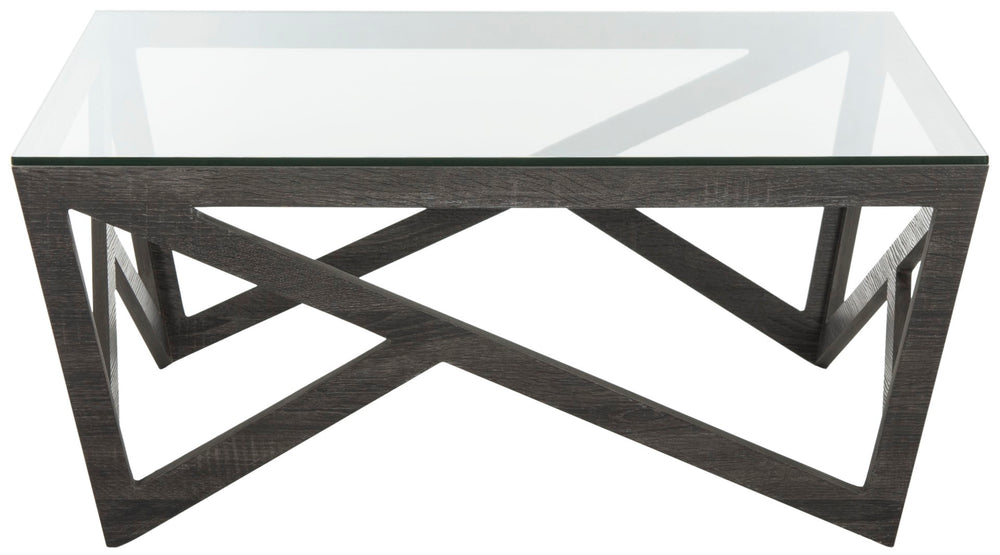 Safavieh Ralston Mid-Century Glass Top Coffee Table – Sculptural Design With Warm Grey Finish For Modern Appeal FOX4242A