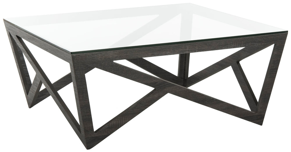 Safavieh Ralston Mid-Century Glass Top Coffee Table – Sculptural Design With Warm Grey Finish For Modern Appeal FOX4242A