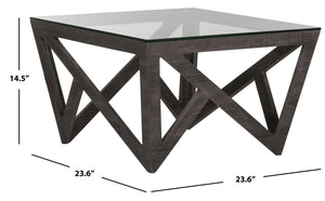 Safavieh Radley Mid-Century Glass Top Coffee Table – Sculptural Design With Dark Grey Finish For Modern Spaces FOX4243A
