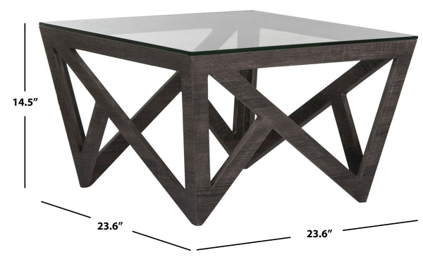 Safavieh Radley Mid-Century Glass Top Coffee Table – Sculptural Design With Dark Grey Finish For Modern Spaces FOX4243A