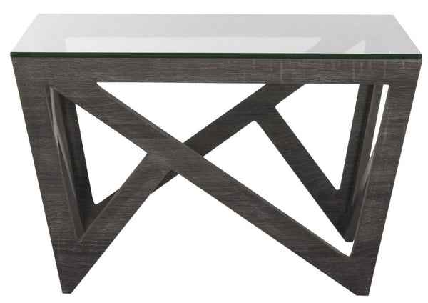Safavieh Radley Mid-Century Glass Top Coffee Table – Sculptural Design With Dark Grey Finish For Modern Spaces FOX4243A