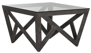 Safavieh Radley Mid-Century Glass Top Coffee Table – Sculptural Design With Dark Grey Finish For Modern Spaces FOX4243A
