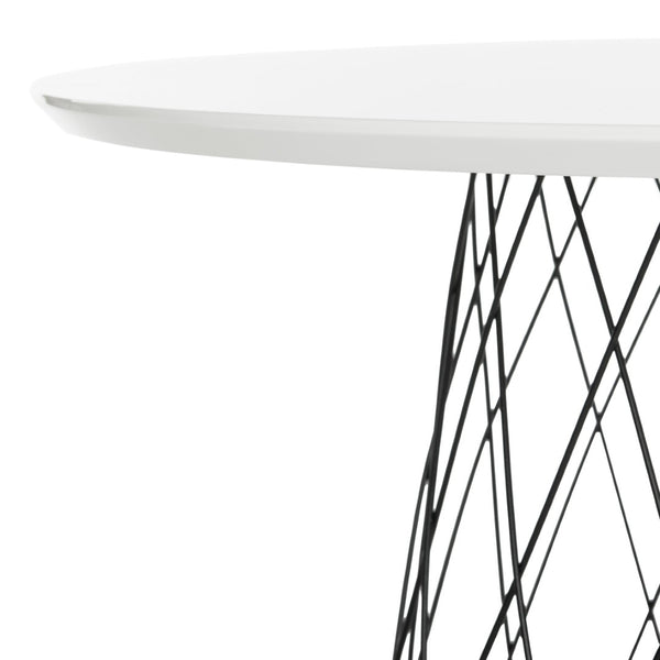 Safavieh Roe Mid Century Lacquer Coffee Table – Chic White Top & Industrial Iron Base For Modern Living Spaces FOX4244C