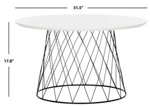 Safavieh Roe Mid Century Lacquer Coffee Table – Chic White Top & Industrial Iron Base For Modern Living Spaces FOX4244C