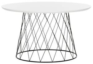 Safavieh Roe Mid Century Lacquer Coffee Table – Chic White Top & Industrial Iron Base For Modern Living Spaces FOX4244C