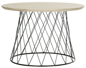 Safavieh Roper Mid-Century Modern Wood End Table With Geometric Iron Base For Stylish Living Room Accent FOX4245A