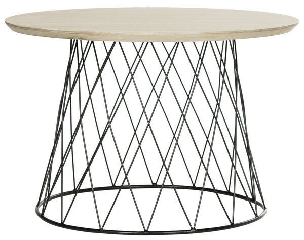 Safavieh Roper Mid-Century Modern Wood End Table With Geometric Iron Base For Stylish Living Room Accent FOX4245A