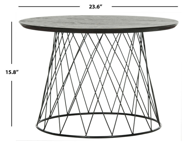 Safavieh Roper Mid-Century Wood End Table With Sculptural Design - Ash Black Top & Industrial Iron Base FOX4245B