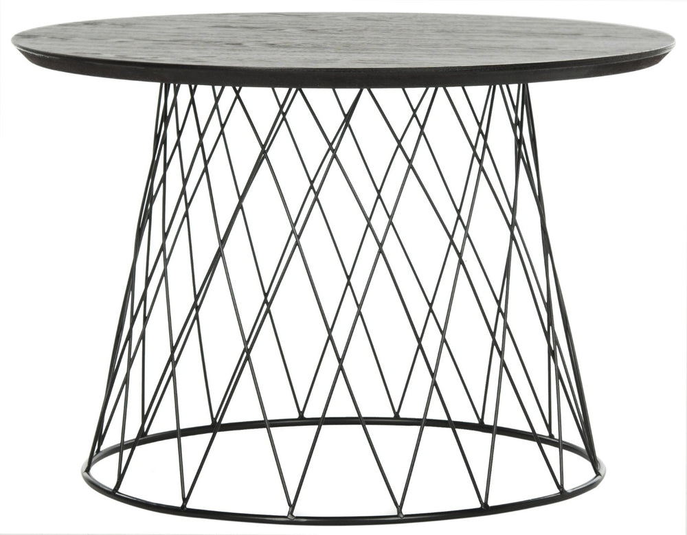 Safavieh Roper Mid-Century Wood End Table With Sculptural Design - Ash Black Top & Industrial Iron Base FOX4245B