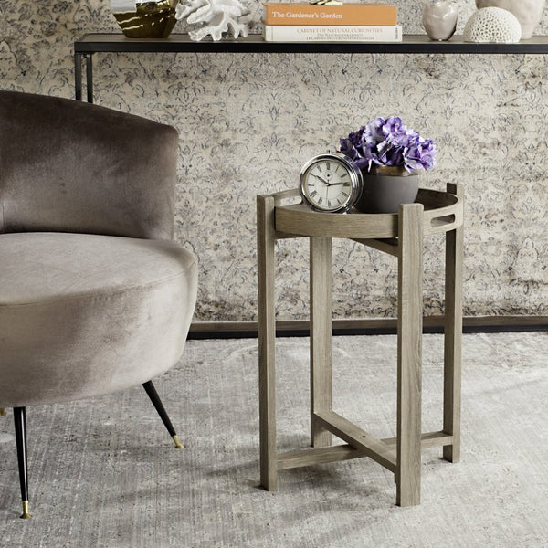 Safavieh Hamish Retro Mid-Century Tray Top Side Table - Farmhouse Chic Design With Versatile Light Grey Finish FOX4248A