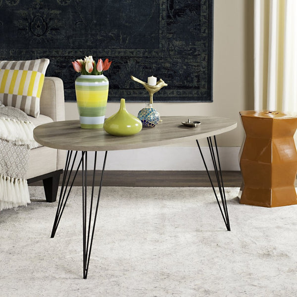 Safavieh Rocco Mid-Century Coffee Table – Sculptural Design With Stylish Metal Legs For Modern Living Spaces Light Grey FOX4249A