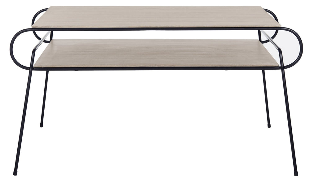 Safavieh Marcello Mid-Century Two-Tier Coffee Table - Italian Modern Design With Light Oak Finish & Metal Frame FOX4251A