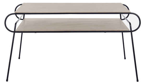 Safavieh Marcello Mid-Century Two-Tier Coffee Table - Italian Modern Design With Light Oak Finish & Metal Frame FOX4251A