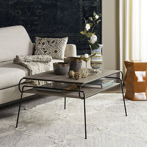 Safavieh Marcello Mid-Century Two-Tier Coffee Table - Italian Modern Design With Light Oak Finish & Metal Frame FOX4251A