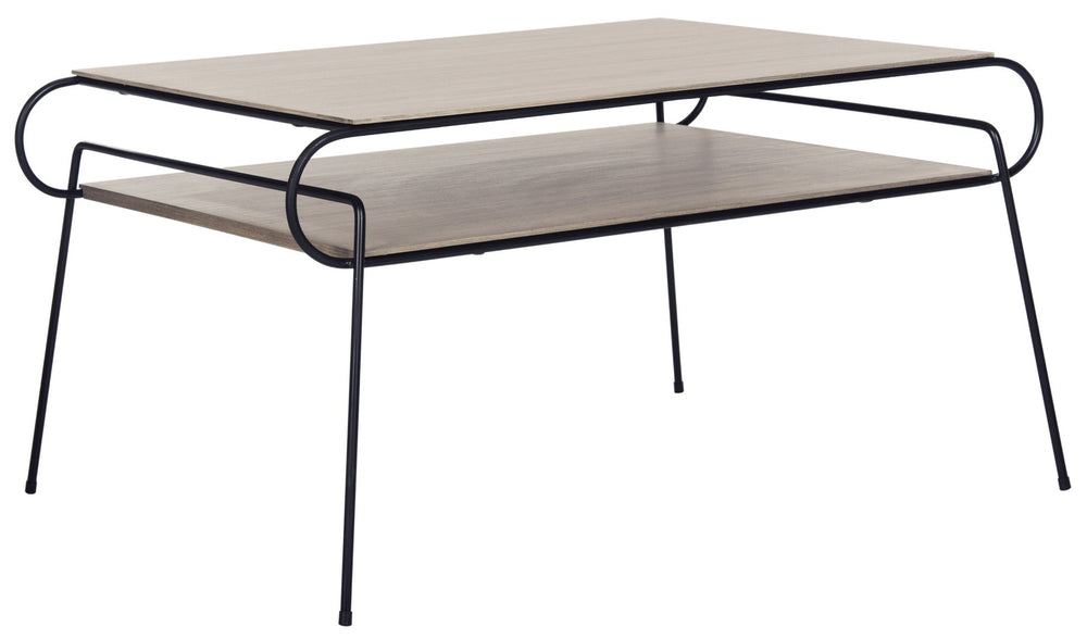 Safavieh Marcello Mid-Century Two-Tier Coffee Table - Italian Modern Design With Light Oak Finish & Metal Frame FOX4251A
