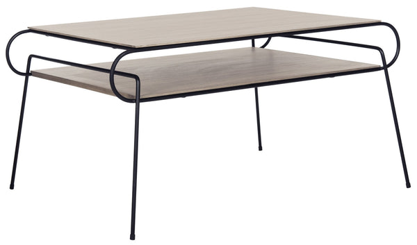Safavieh Marcello Mid-Century Two-Tier Coffee Table - Italian Modern Design With Light Oak Finish & Metal Frame FOX4251A