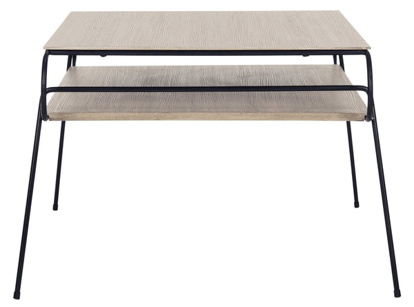Safavieh Marcello Mid-Century Two-Tier Coffee Table - Italian Modern Design With Light Oak Finish & Metal Frame FOX4251A