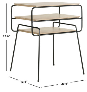 Safavieh Marcel Retro Three-Tier End Table – Elegant Mid Century Design With Light Oak Shelves & Metal Frame FOX4252A