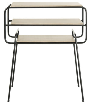 Safavieh Marcel Retro Three-Tier End Table – Elegant Mid Century Design With Light Oak Shelves & Metal Frame FOX4252A