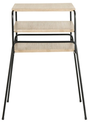 Safavieh Marcel Retro Three-Tier End Table – Elegant Mid Century Design With Light Oak Shelves & Metal Frame FOX4252A