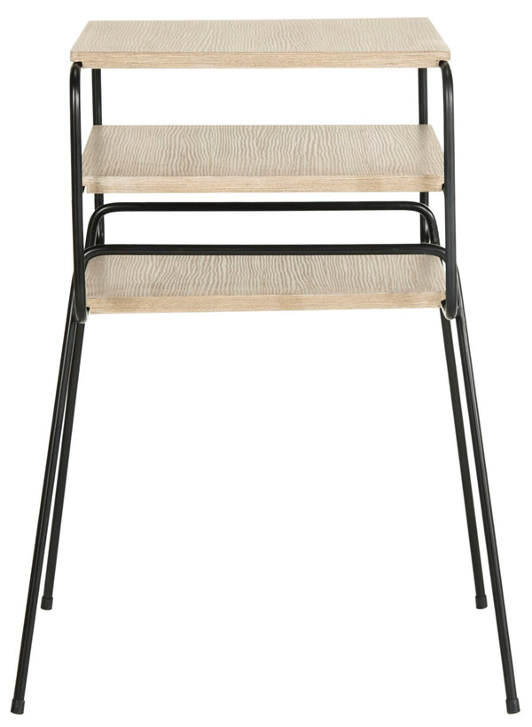 Safavieh Marcel Retro Three-Tier End Table – Elegant Mid Century Design With Light Oak Shelves & Metal Frame FOX4252A