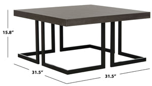 Safavieh Amalya Modern Mid-Century Coffee Table - Stylish Dark Grey Square Top With Chic Black Metal Base FOX4253A
