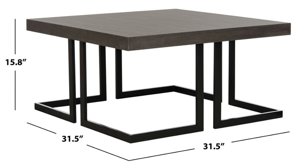 Safavieh Amalya Modern Mid-Century Coffee Table - Stylish Dark Grey Square Top With Chic Black Metal Base FOX4253A