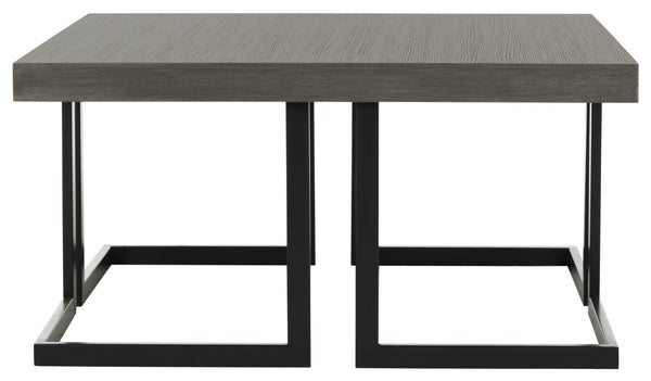 Safavieh Amalya Modern Mid-Century Coffee Table - Stylish Dark Grey Square Top With Chic Black Metal Base FOX4253A