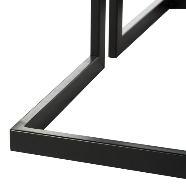 Safavieh Amalya Modern Mid-Century Coffee Table - Stylish Dark Grey Square Top With Chic Black Metal Base FOX4253A