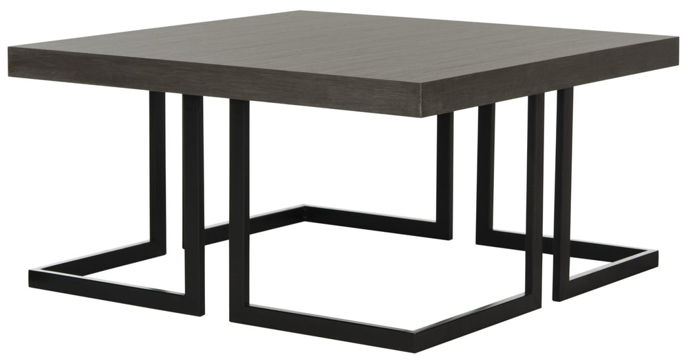Safavieh Amalya Modern Mid-Century Coffee Table - Stylish Dark Grey Square Top With Chic Black Metal Base FOX4253A