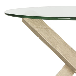 Safavieh Amare Mid-Century Scandinavian Glass Top End Table - Modern Accent For Living Room & Bedroom Decor FOX4256A