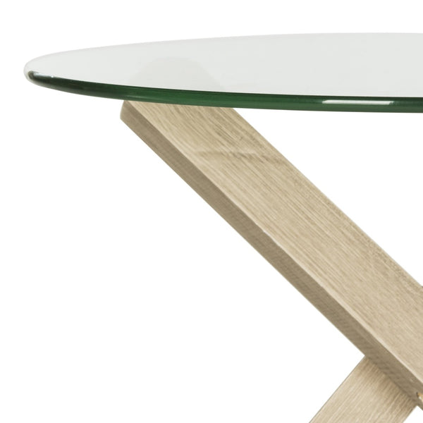 Safavieh Amare Mid-Century Scandinavian Glass Top End Table - Modern Accent For Living Room & Bedroom Decor FOX4256A