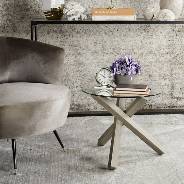 Safavieh Amare Mid-Century Scandinavian Glass Top End Table - Modern Accent For Living Room & Bedroom Decor FOX4256A