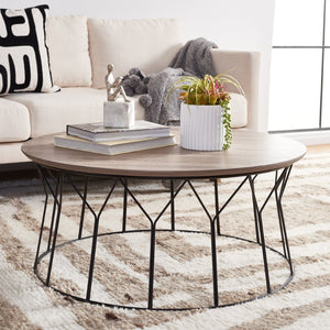 Safavieh Deion Mid Century Modern Coffee Table - Stylish Grey Top With Sleek Iron Base For Any Living Space FOX4259A