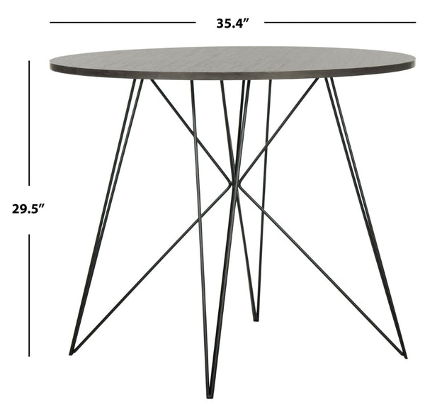 Safavieh Marino Round Dining Table – Contemporary Industrial Elegance With Angular Iron Base & Dark Grey Top FOX4260A