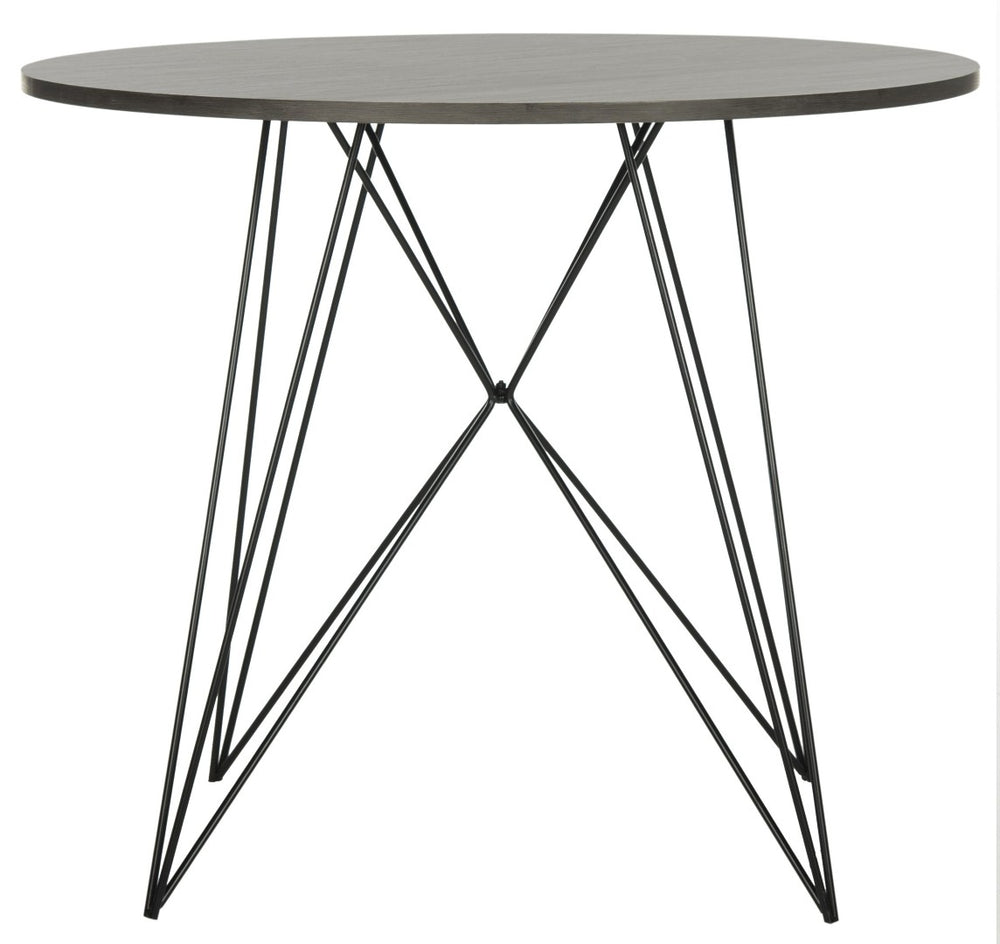 Safavieh Marino Round Dining Table – Contemporary Industrial Elegance With Angular Iron Base & Dark Grey Top FOX4260A
